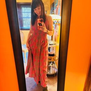 Kara Chic Vintage-Inspired Boho Paisley Maxi Dress – Hot Pink & Green